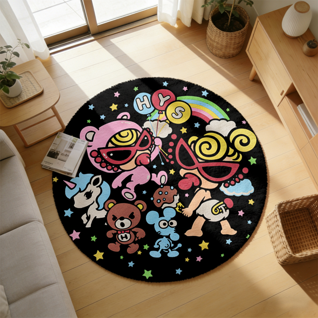 Hysteriamini ラグ 円形 短毛 0119-14