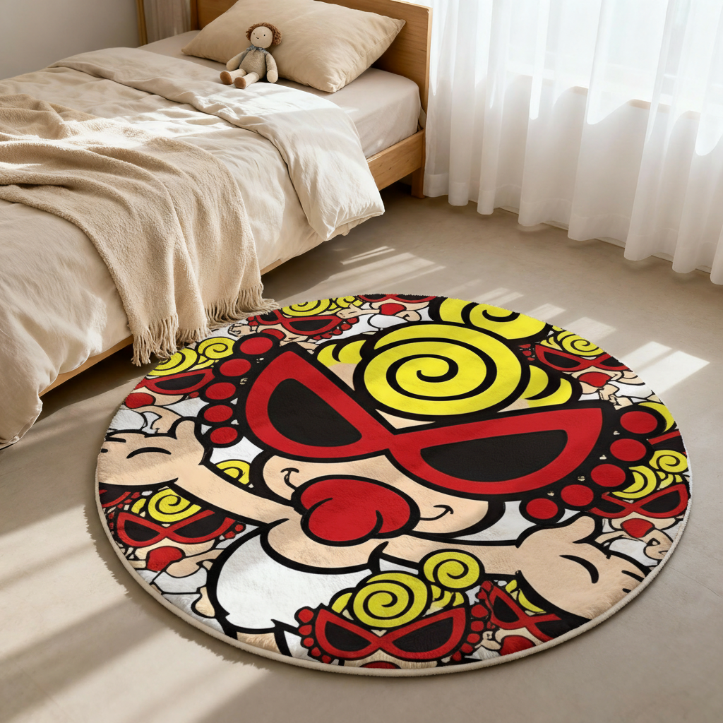 Hysteriamini ラグ 円形 短毛 0119-6