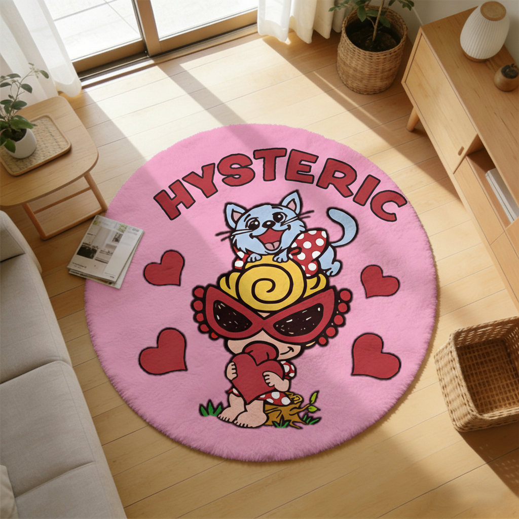 Hysteriamini ラグ 円形 短毛 0119-8