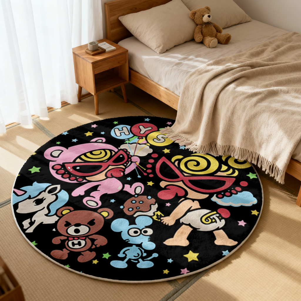 Hysteriamini ラグ 円形 短毛 0119-14