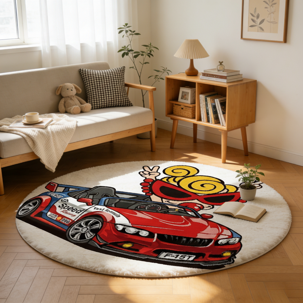 Hysteriamini ラグ 円形 短毛 260331-3