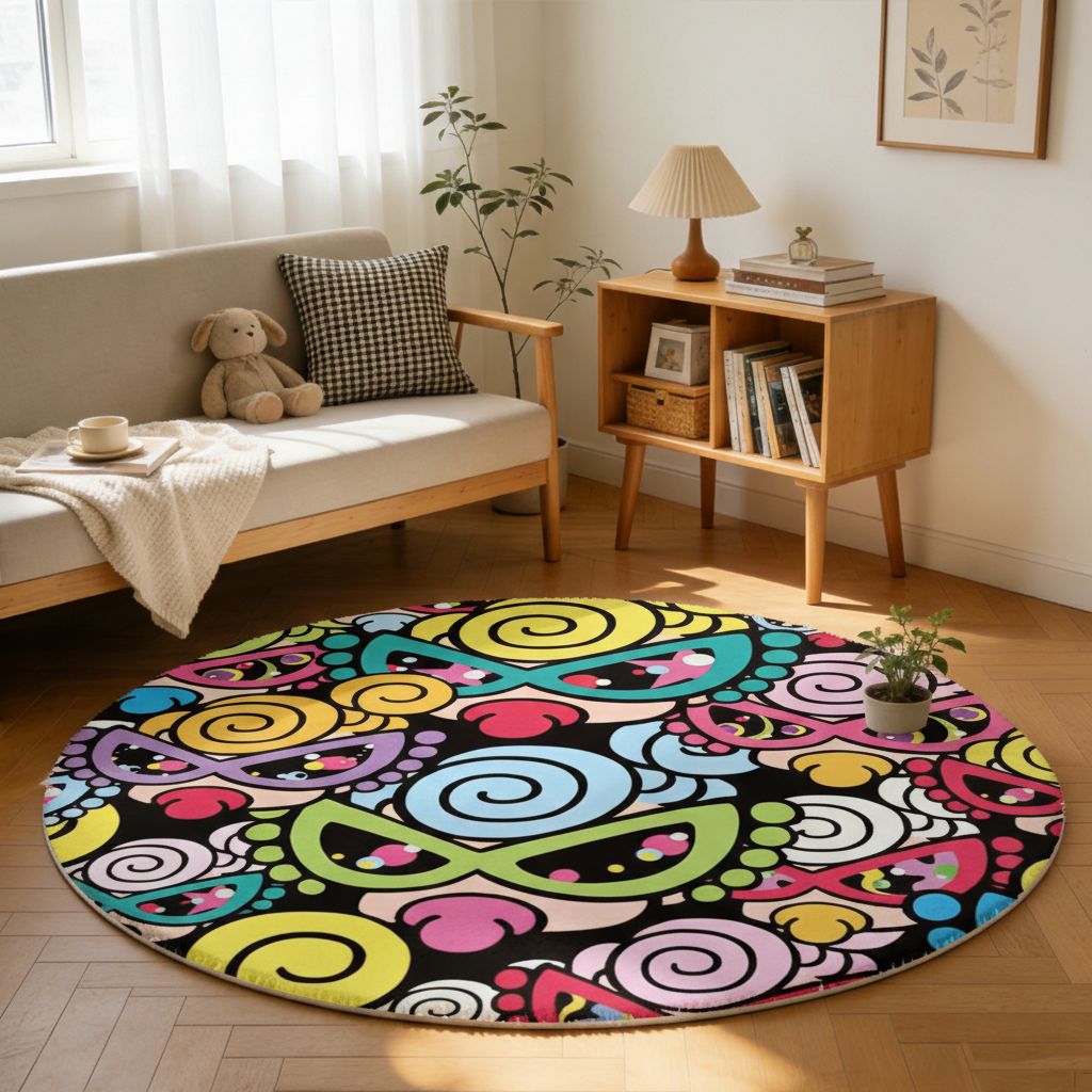 Hysteriamini ラグ 円形 短毛 0119-5