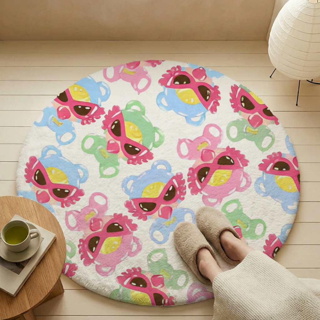 Hysteriamini ラグ 円形 短毛 0119-1