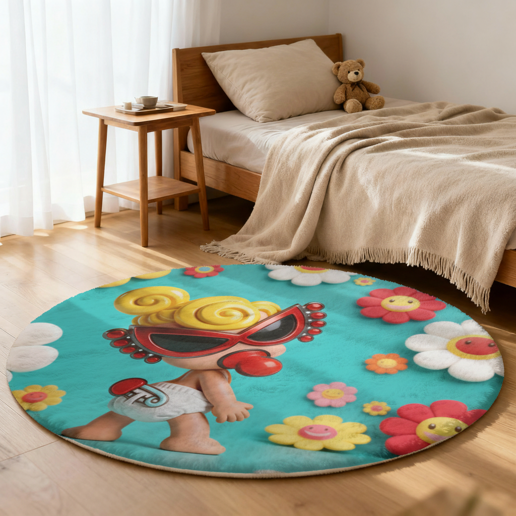 Hysteriamini ラグ 円形 短毛 0119-2