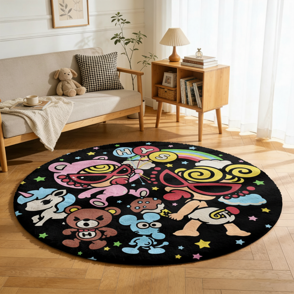 Hysteriamini ラグ 円形 短毛 0119-14