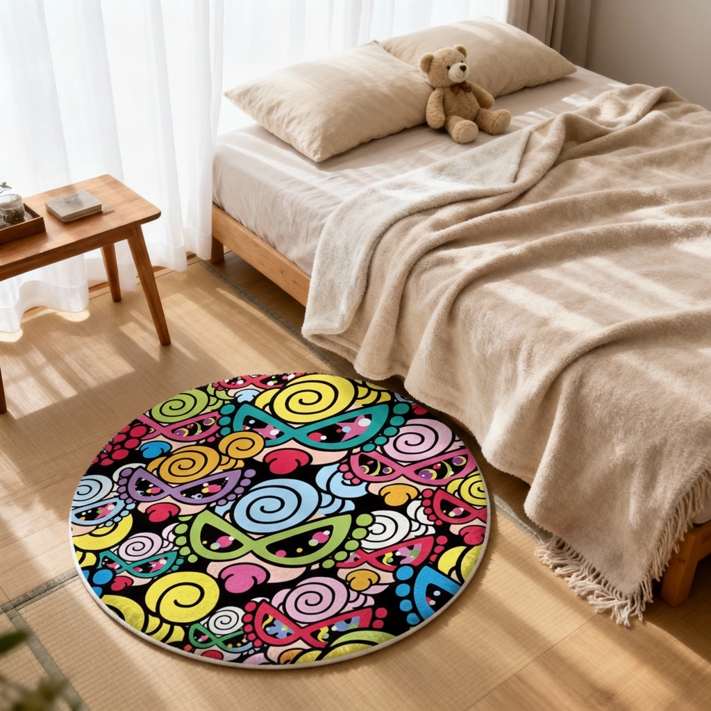 Hysteriamini ラグ 円形 短毛 0119-5