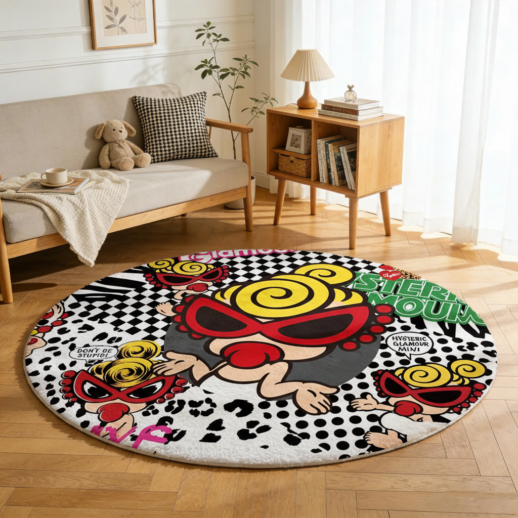 Hysteriamini ラグ 円形 短毛 0119-4