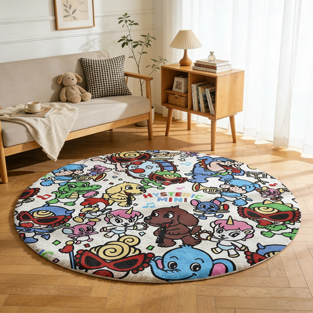 Hysteriamini ラグ 円形 短毛 0119-12