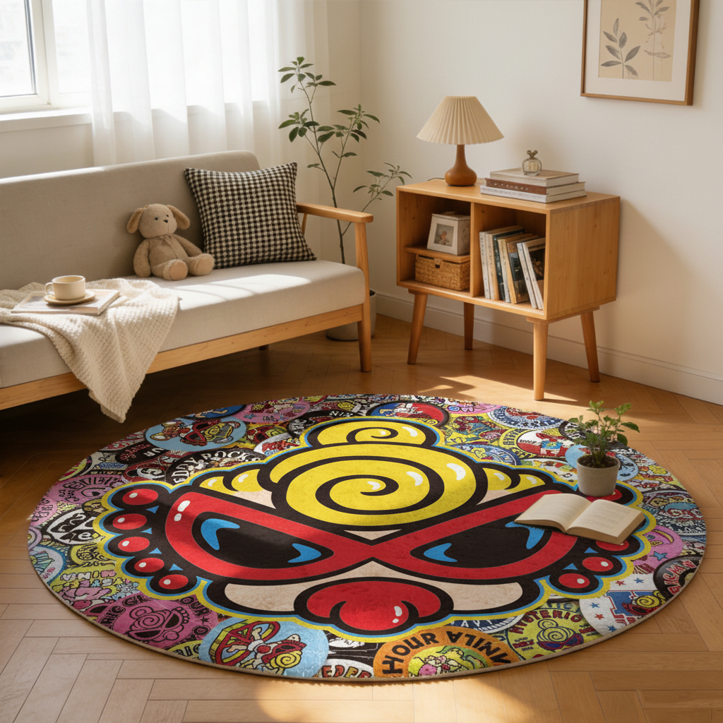 Hysteriamini ラグ 円形 短毛 0119-7