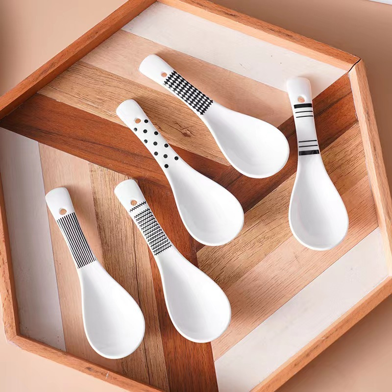 赫本風白色陶瓷筷子套裝5雙裝