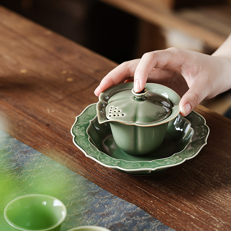 越窯青瓷壺承茶盤