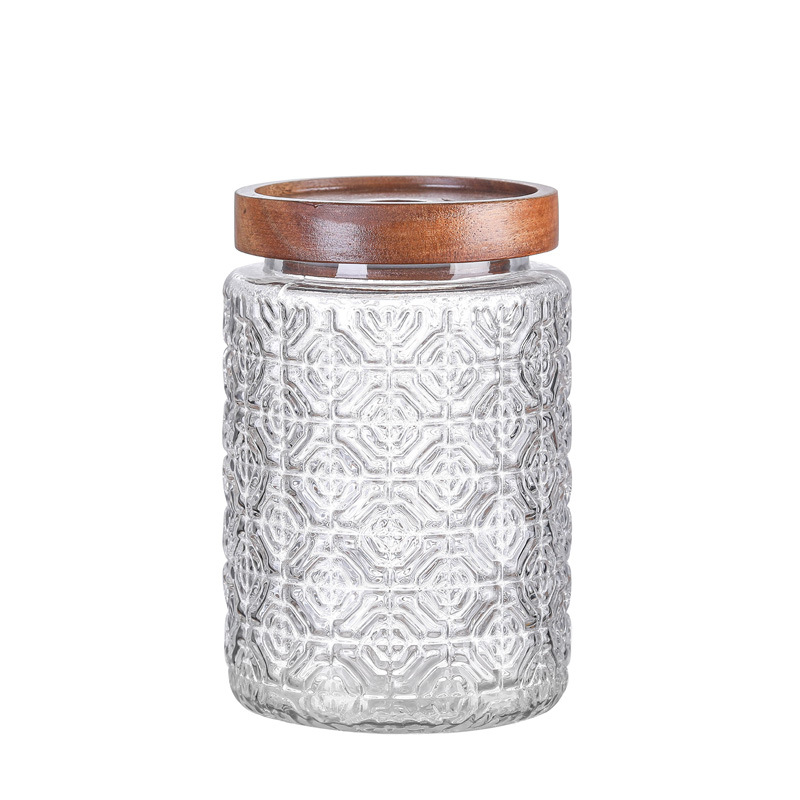 復古九宮格玻璃密封罐食品級浮雕儲物罐子零食乾果收納罐茶葉罐