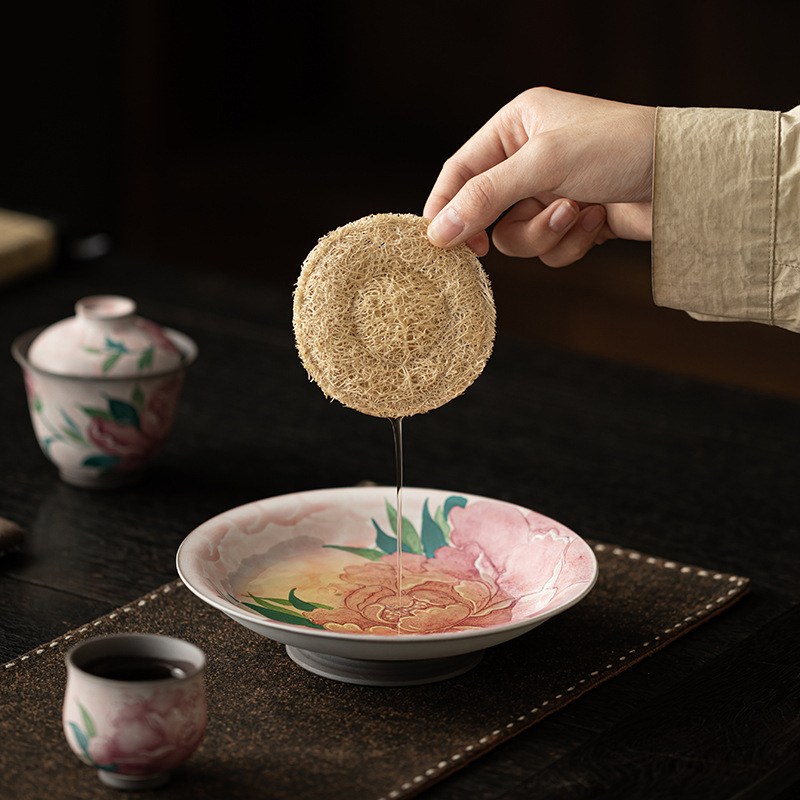 老岩泥淡妝牡丹壺承