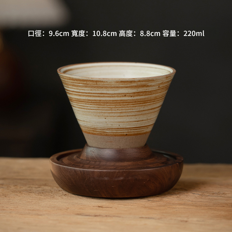 復古粗陶漏斗咖啡杯蝶