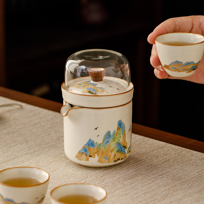 汝窯陶瓷遠山快客杯