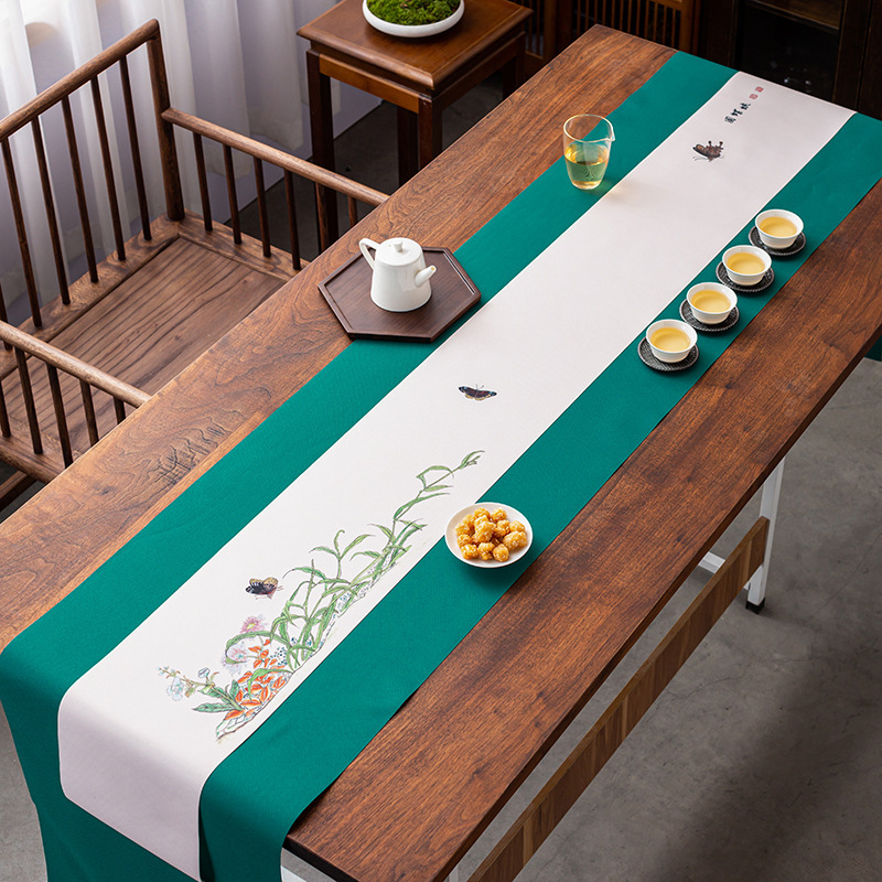 茶桌席墊禪意防水布藝茶巾桌旗墊