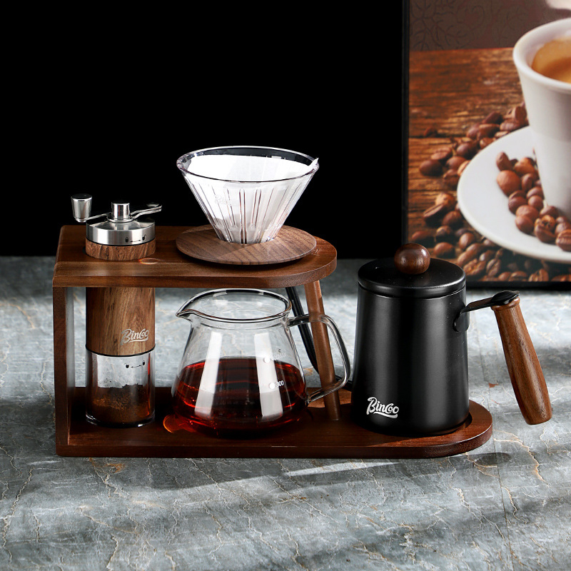手沖咖啡木質收納架全套