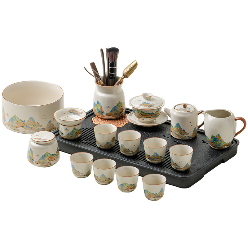 汝窯千裡江山輕奢茶具套裝