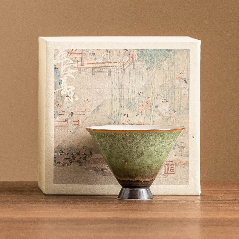 窑变复窯變復古星空斗笠杯