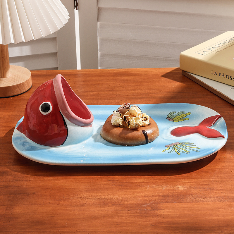 日式搞怪大嘴鯊魚盤子