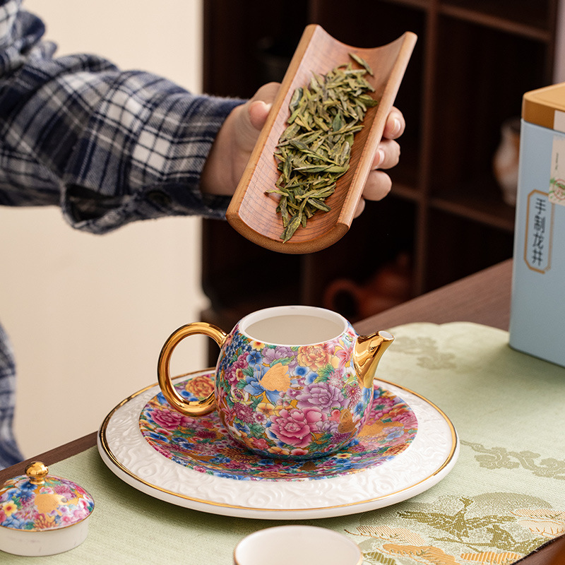 琺瑯彩一壺兩杯描金小套裝