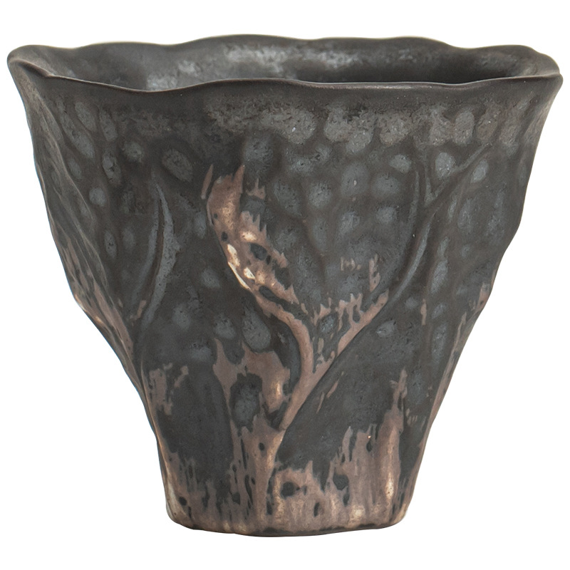 侘寂風蓮韻粗陶品茗杯