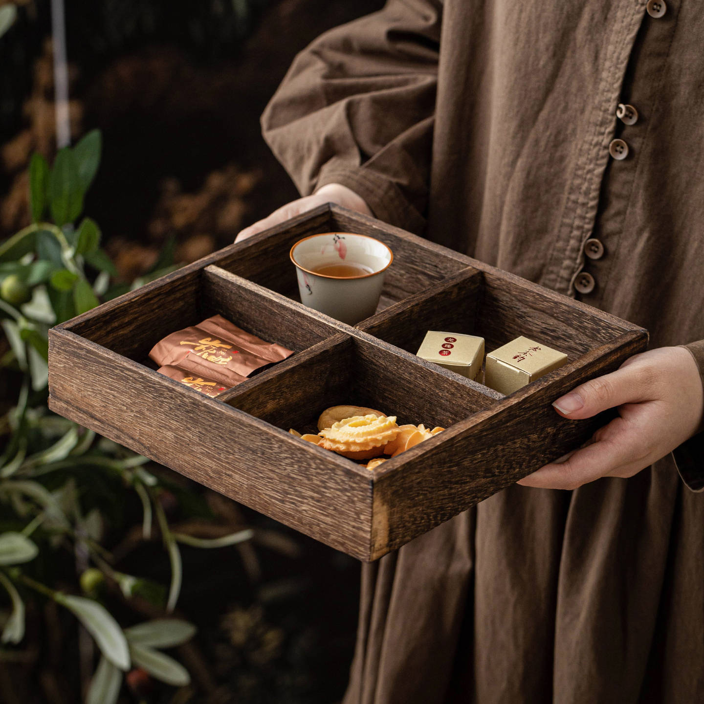 桐木宮格點心盤