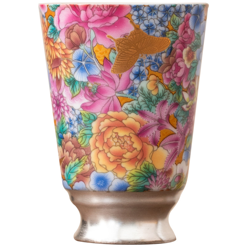 琺瑯彩999鎏銀品茗杯