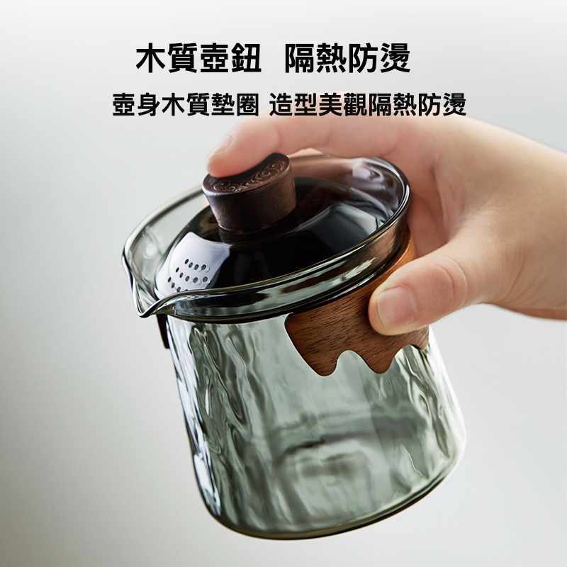 滄海玻璃蓋碗防燙手抓壶