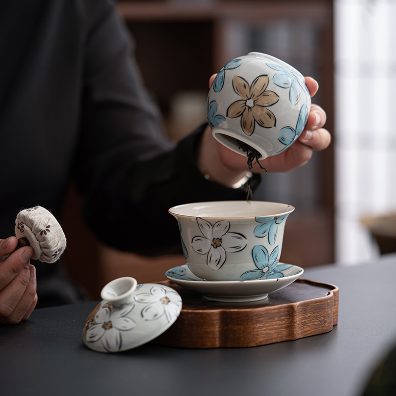 冰灰漫花陶瓷茶葉罐