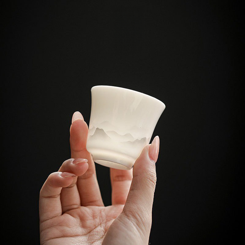 羊脂玉水墨白瓷品茗杯