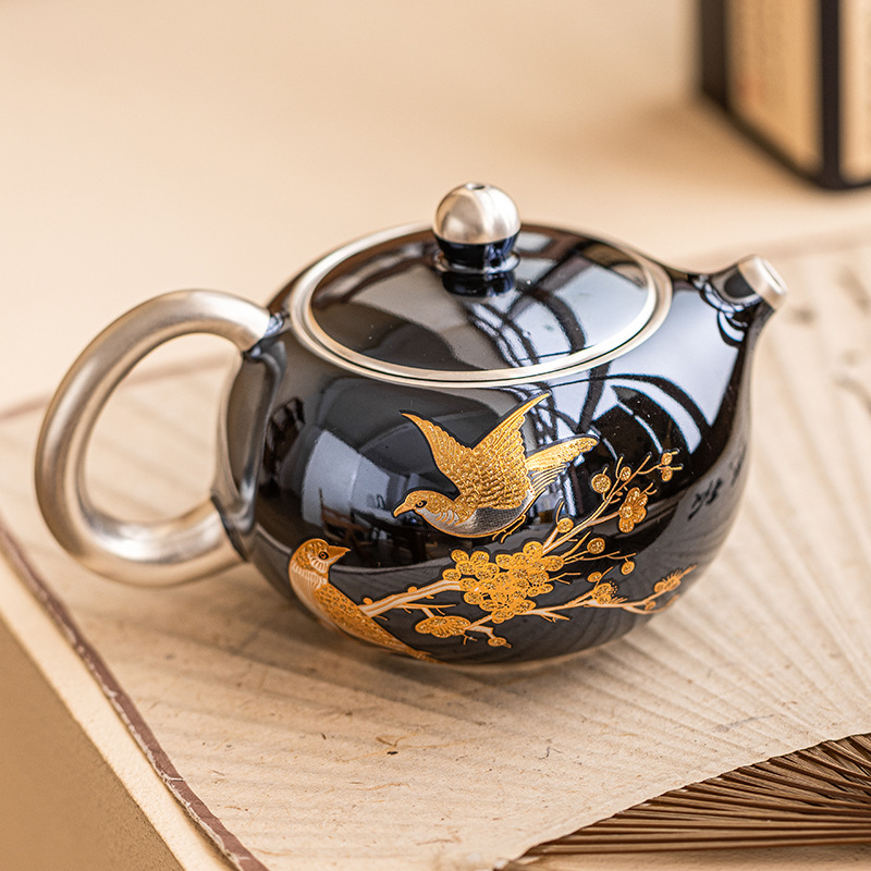 喜上眉梢鎏銀西施壺