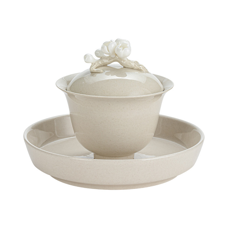 草木灰手工梅花蓋碗