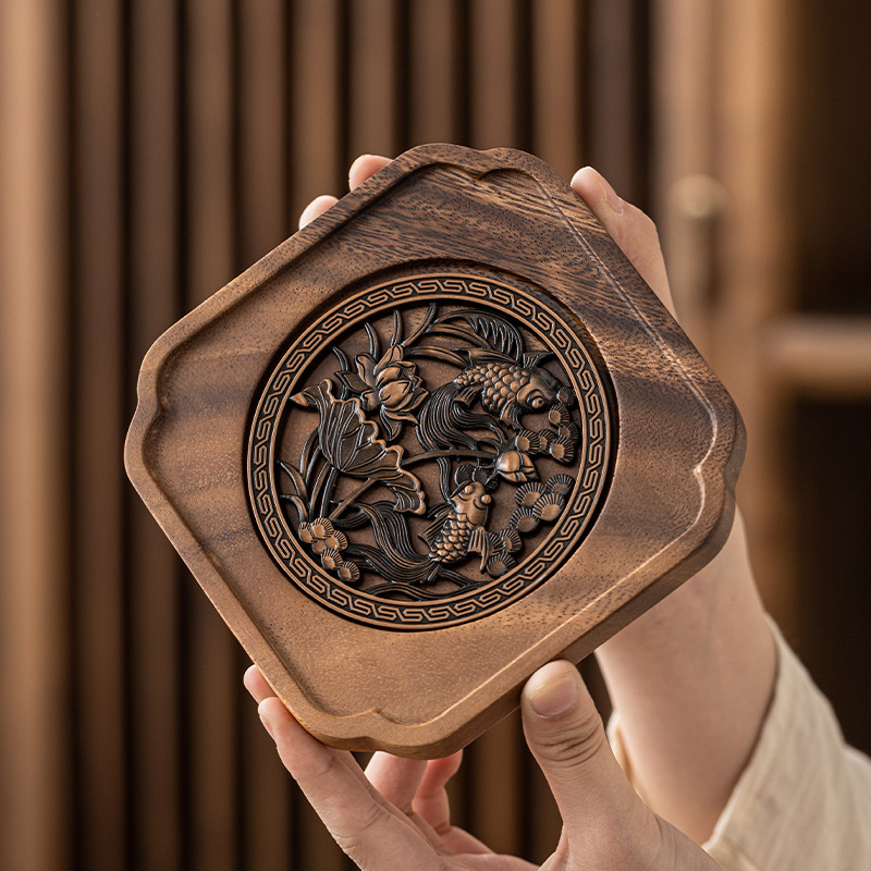 胡桃木壺承陶瓷壺墊