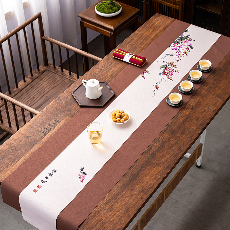 茶桌席墊禪意防水布藝茶巾桌旗墊