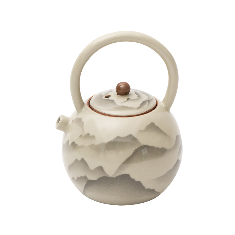 汝窯復古陶瓷圓滿提梁壺