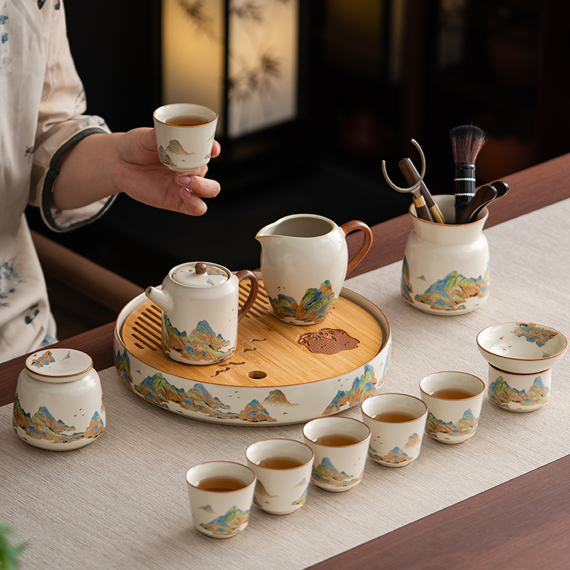 汝窯千裡江山輕奢茶具套裝
