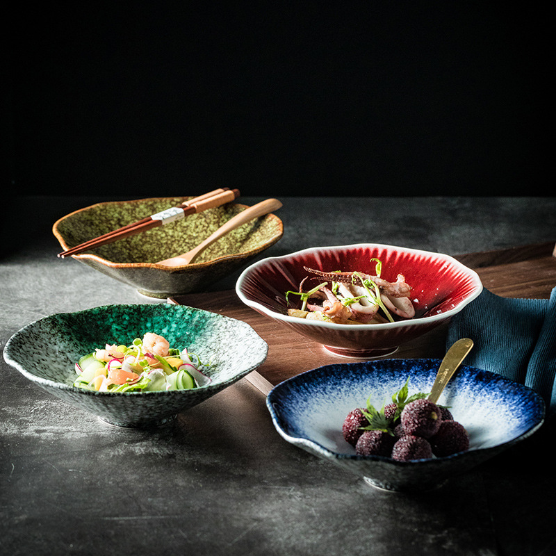 日式荷紋拌面碗