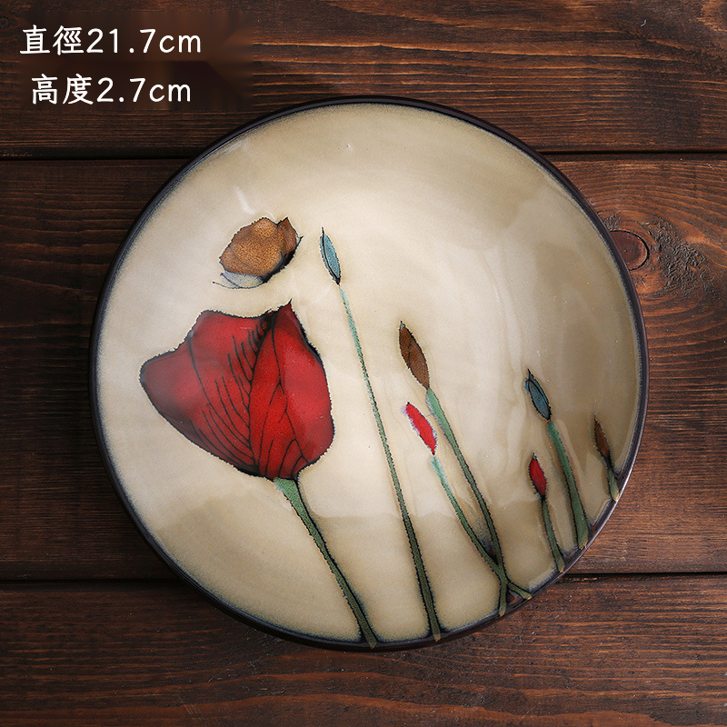 美式手繪西餐盤