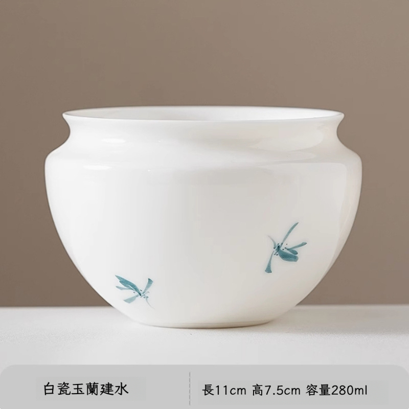 手繪羊脂玉蝴蝶建水