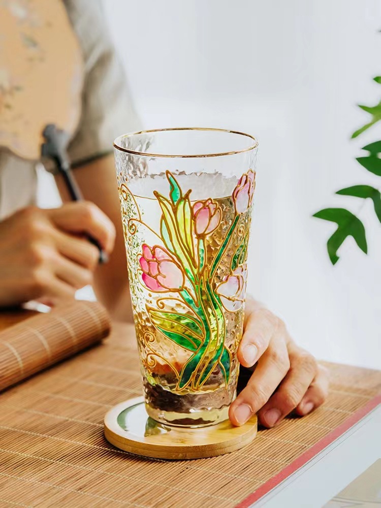 手繪錘紋水晶玻璃杯