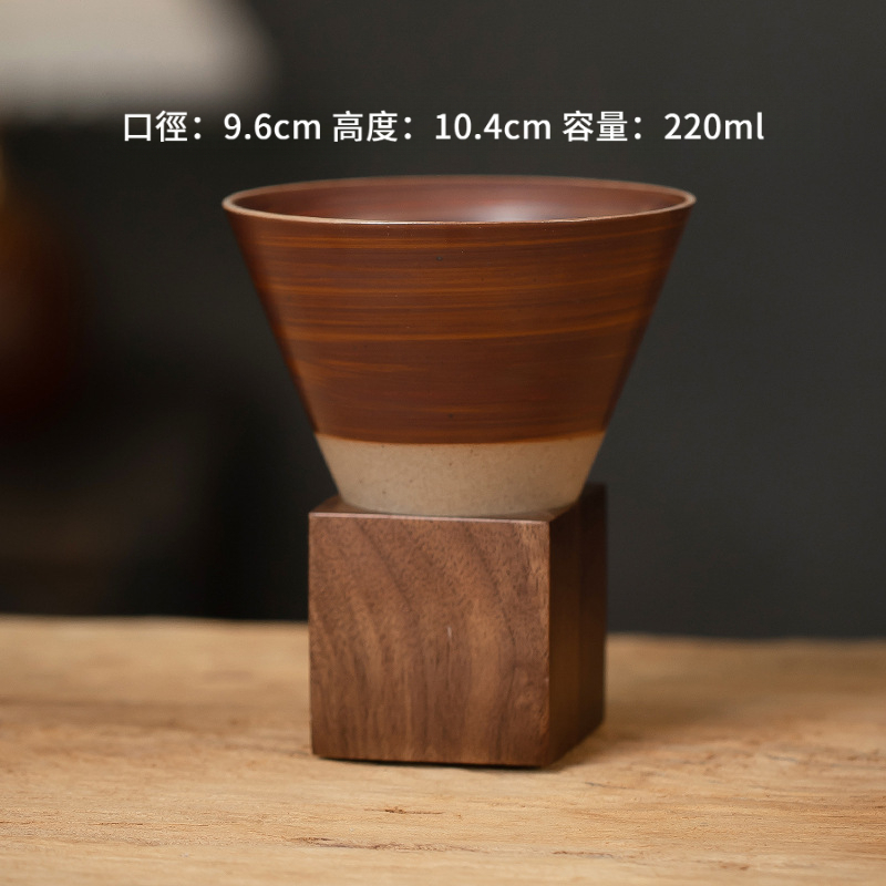 復古粗陶漏斗咖啡杯蝶
