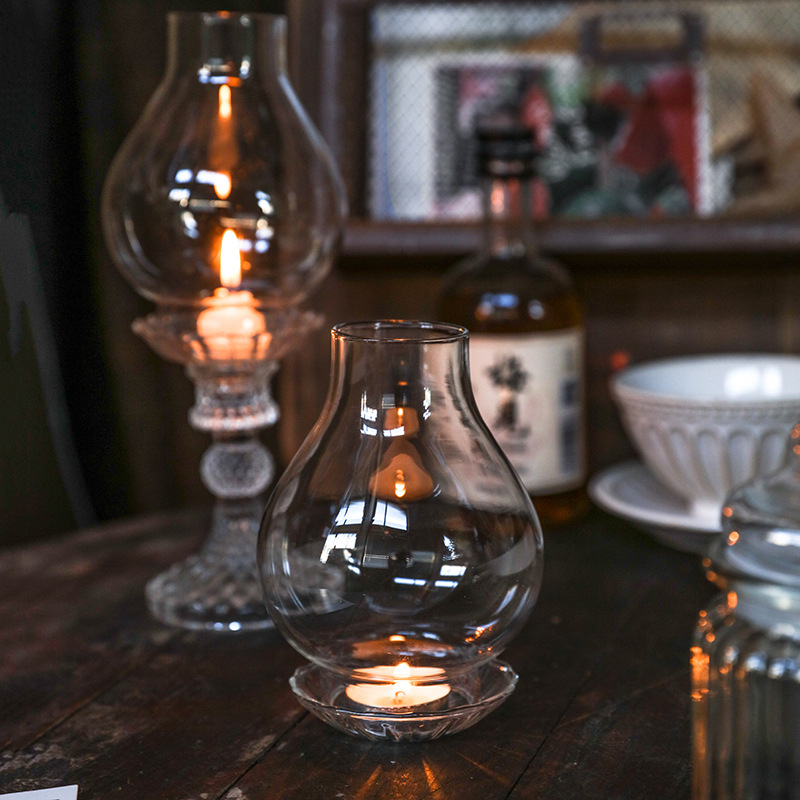 復古防風玻璃燈罩蠟燭台