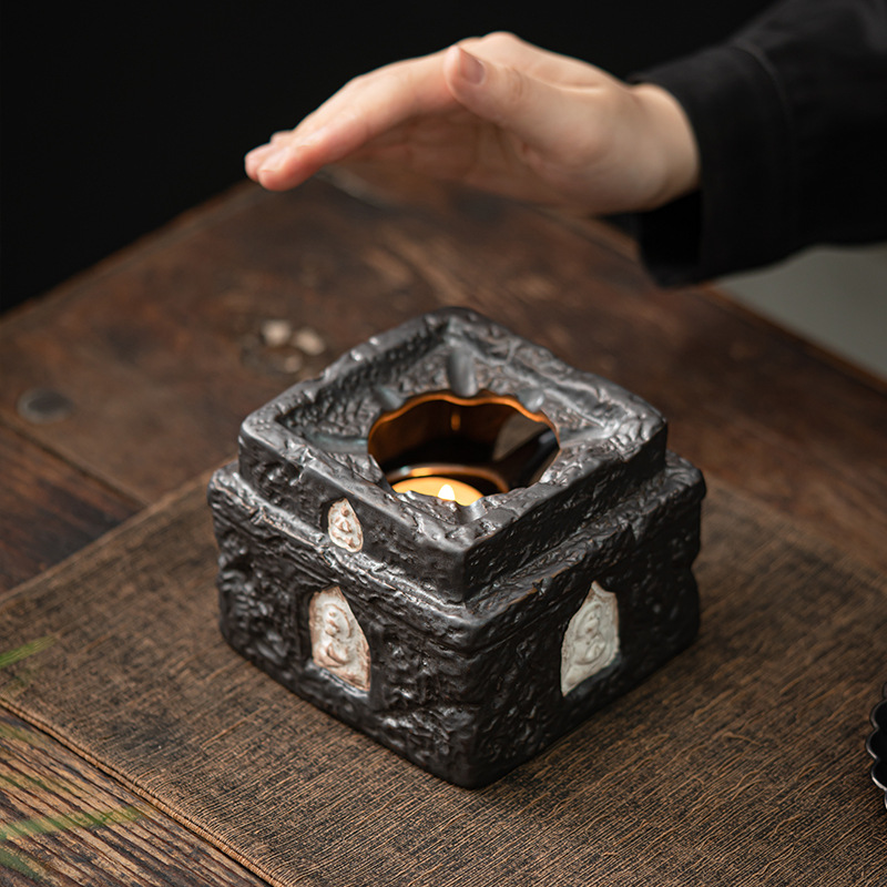 侘寂風手作粉引粗陶溫茶爐