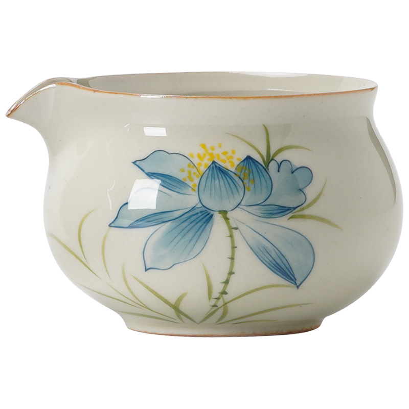 草木灰藍荷花分茶器