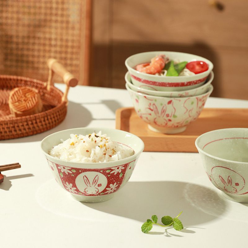 日式創意玉兔陶瓷米飯碗
