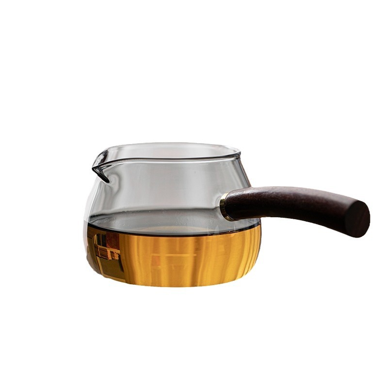 日式側把彎柄玻璃公道杯