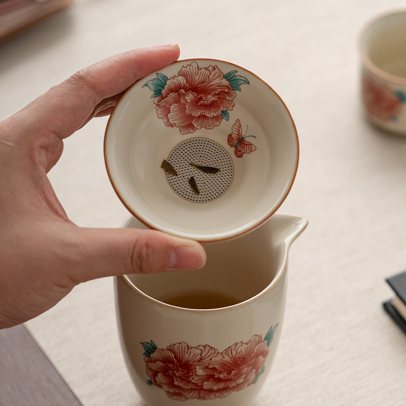 汝窯牡丹花茶漏