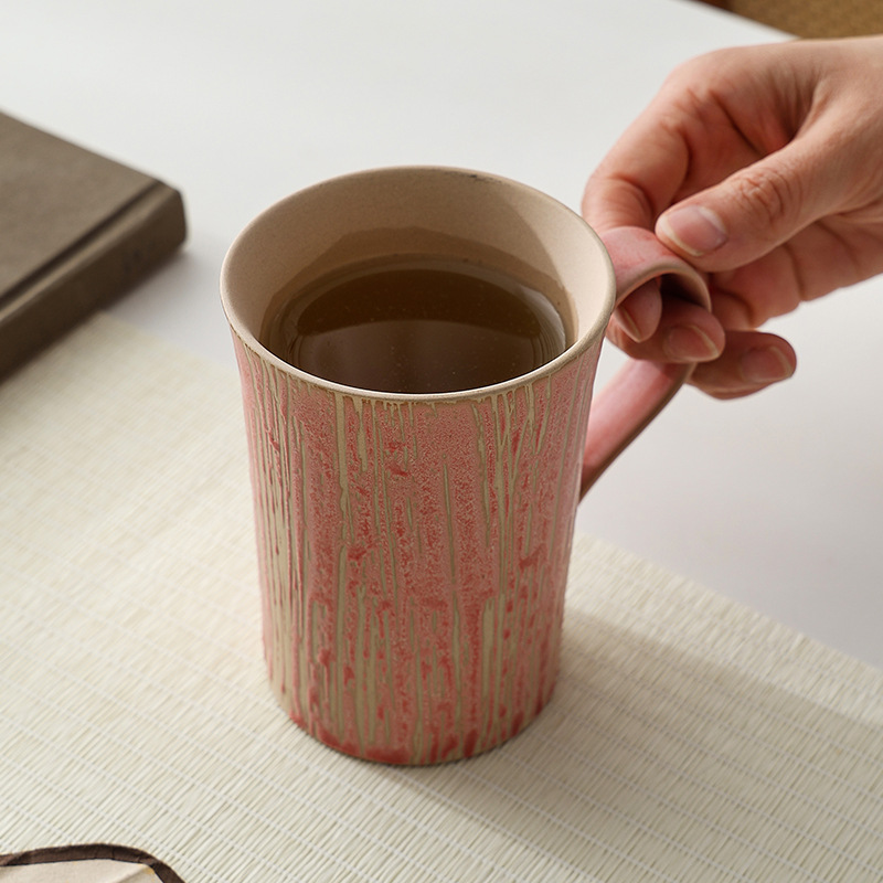 粉引拉花粗陶咖啡杯
