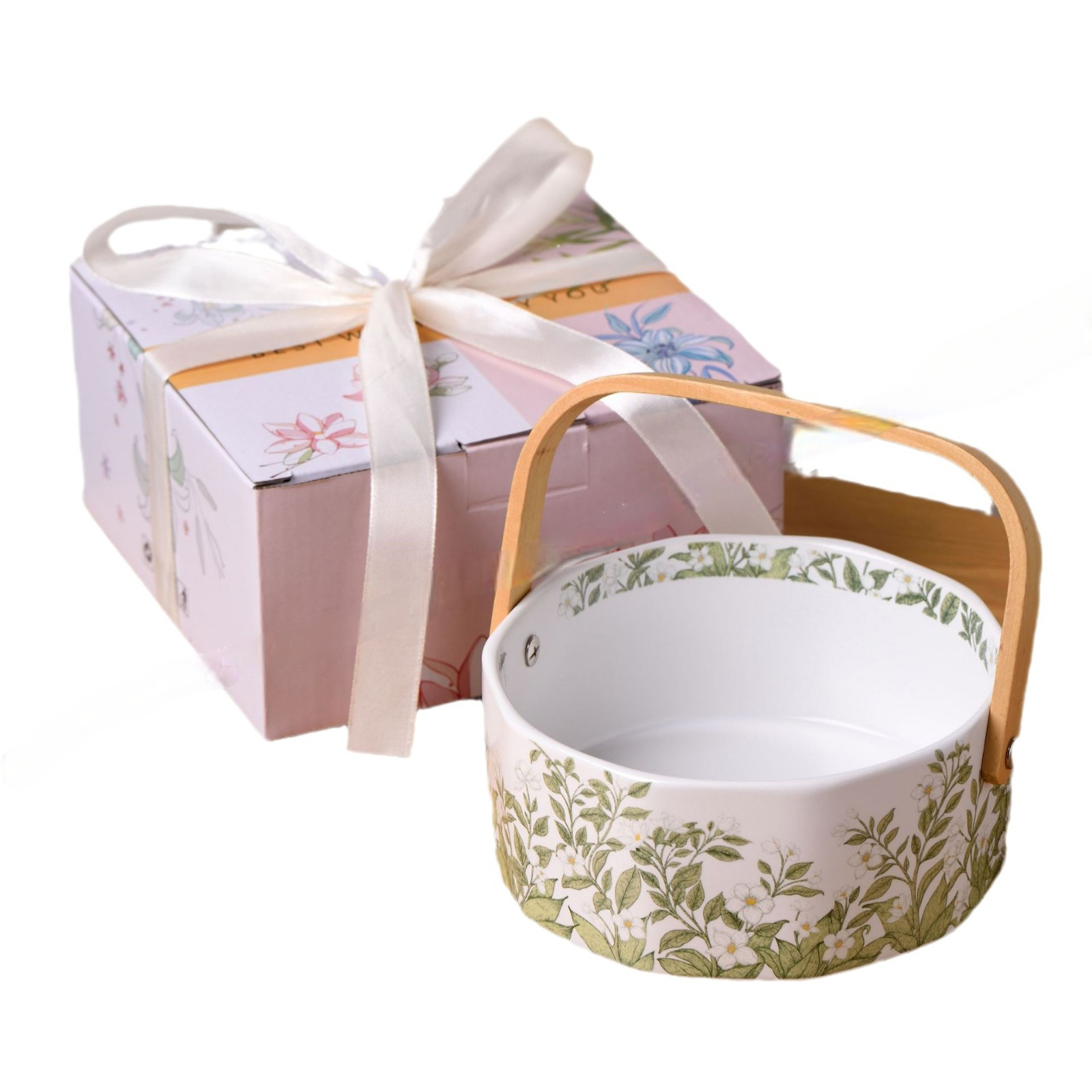 茉莉花陶瓷復古馬克八角杯